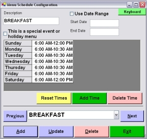 Multiple Menu Scheduling